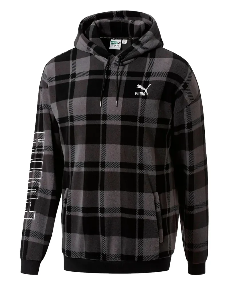 Puma Karierter Hoodie mit Kordelzug - Schwarz Schwarz