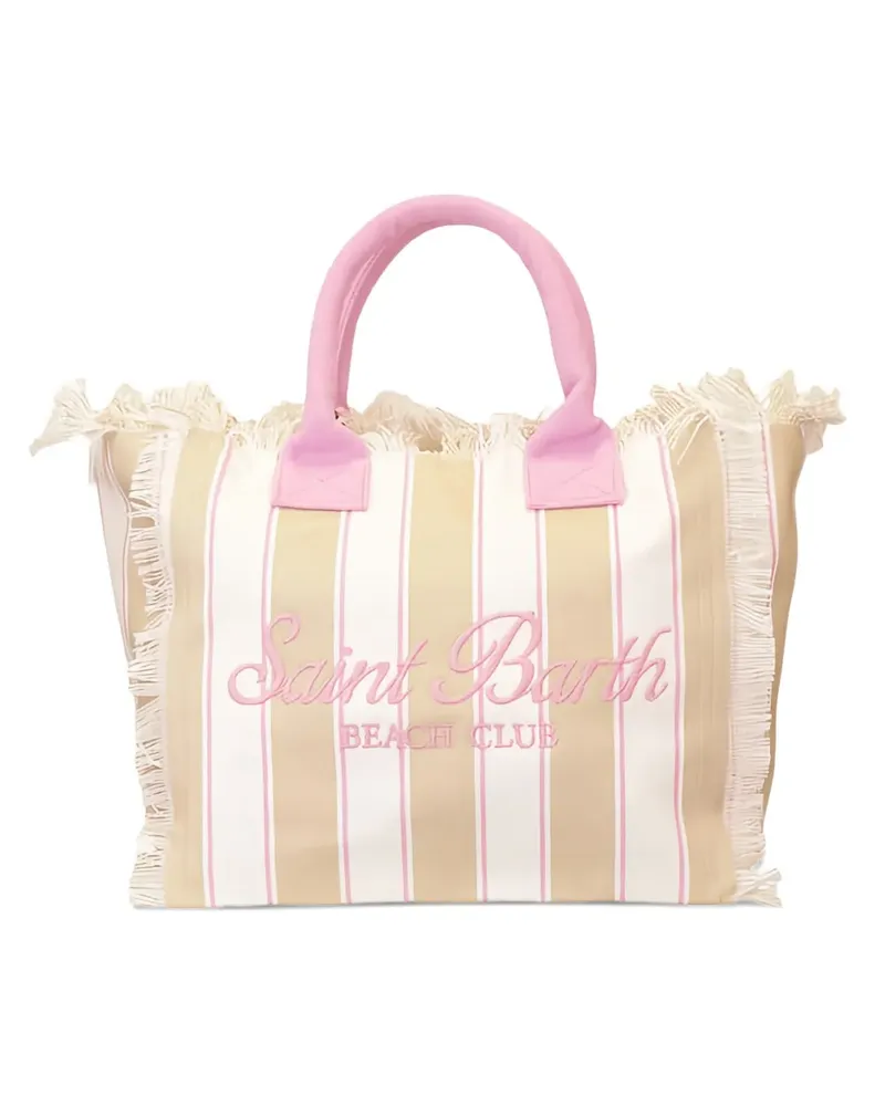 MC2 Saint Barth Vanity striped frayed-edge tote bag - Weiß Weiß