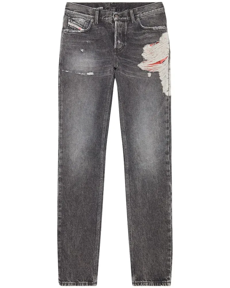 Diesel Gerade Jeans mit Distressed-Detail - Schwarz Schwarz