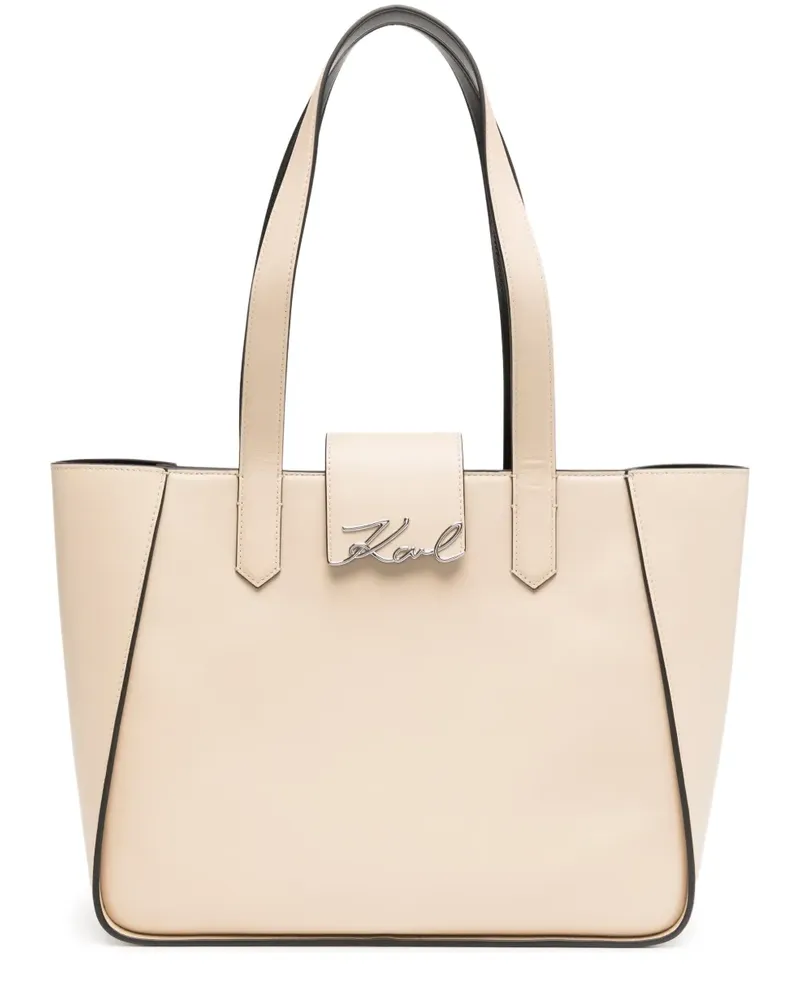 Karl Lagerfeld Mittelgroße Signature Tote Bag - Nude Nude