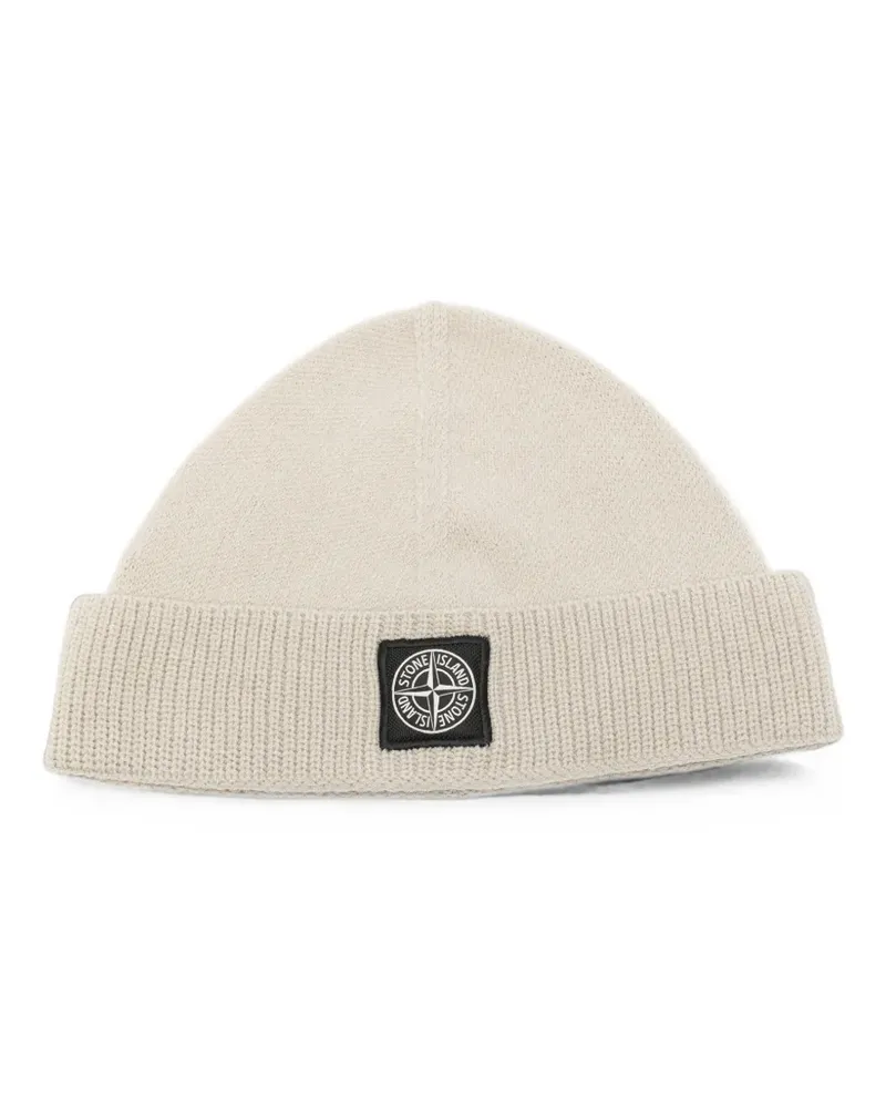 Stone Island Gerippte Beanie mit Logo-Patch - Nude Nude