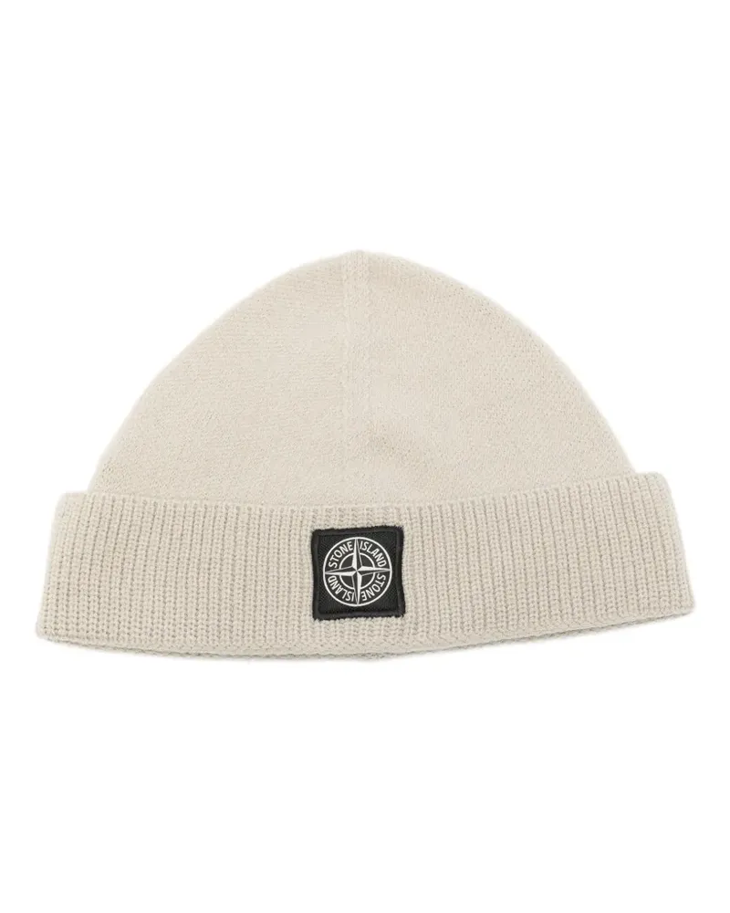 Stone Island Gerippte Beanie mit Logo-Patch - Nude Nude