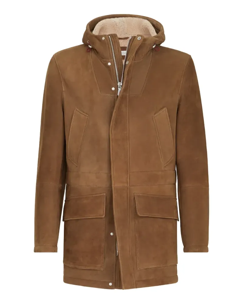 Brunello Cucinelli Wildleder-Parka mit Shearling - Braun Braun