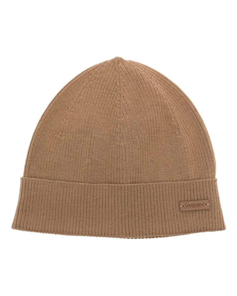 Saint Laurent Gerippte Beanie - Braun Braun
