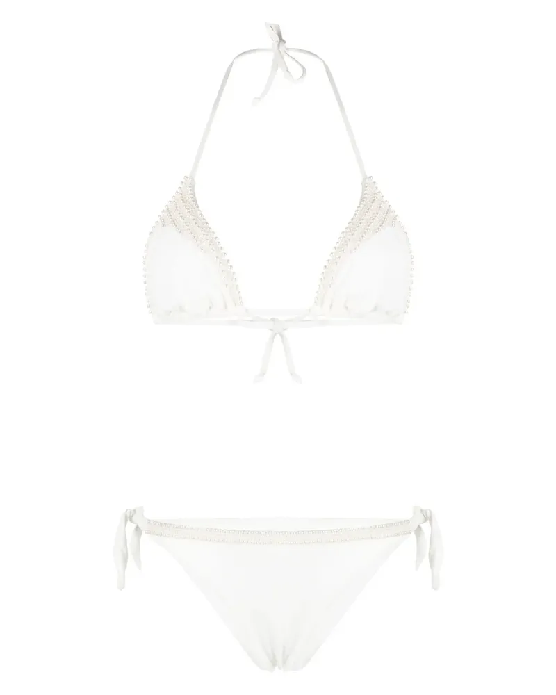 Twin-Set Bikini mit Perlen - Weiß Weiß
