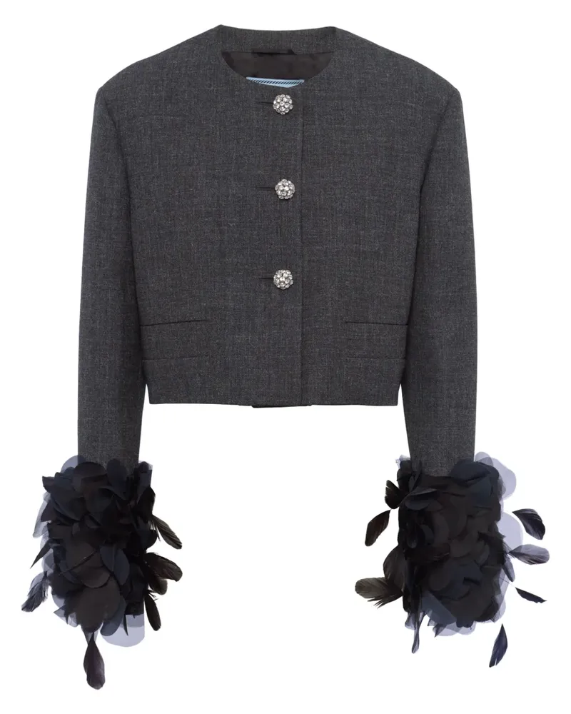 Prada Wolljacke mit Federn - Grau Grau