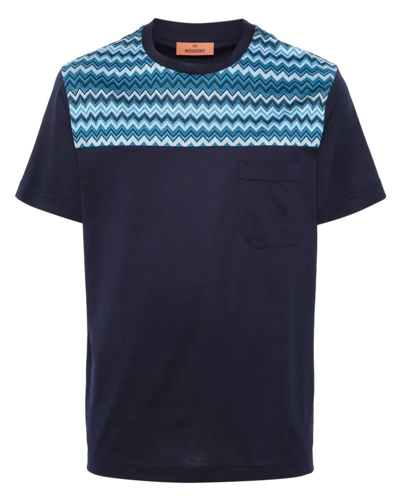 Missoni T-Shirt mit Zickzack-Einsatz - Blau Blau