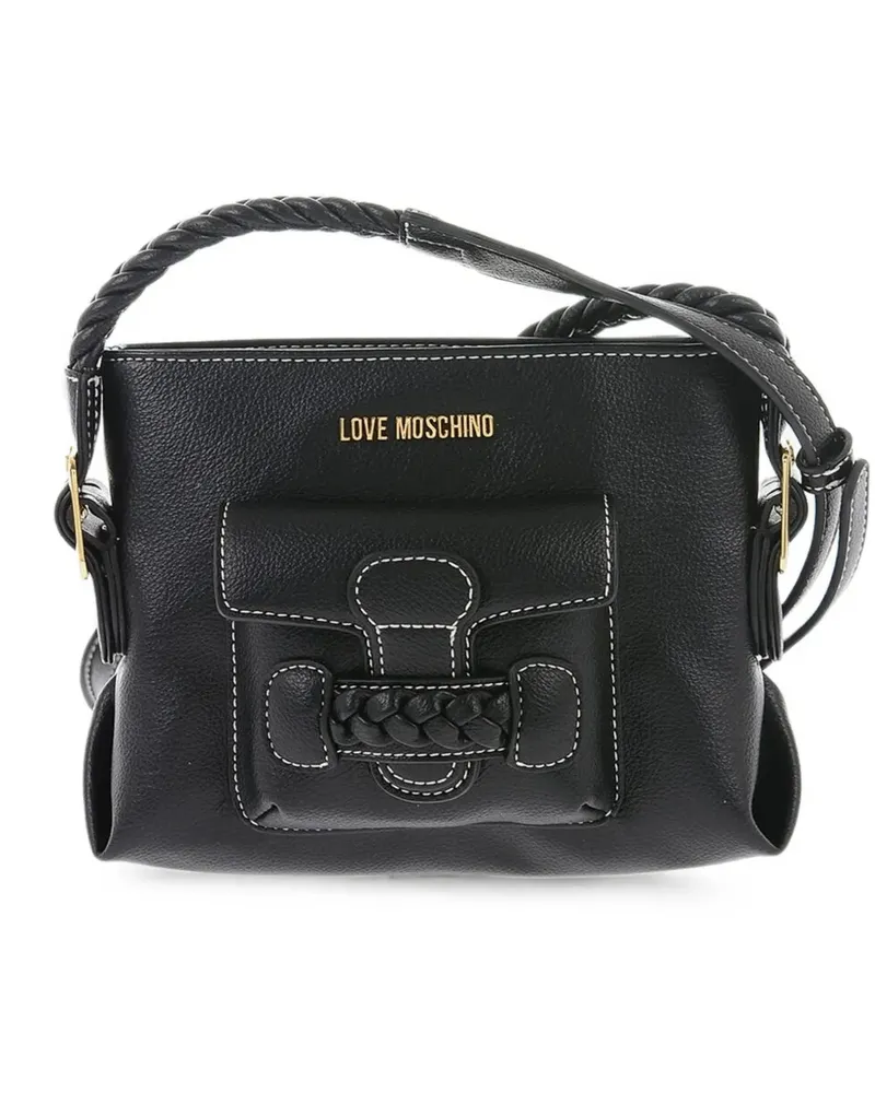 Moschino braided-detail contrasting-stitch tote bag - Schwarz Schwarz
