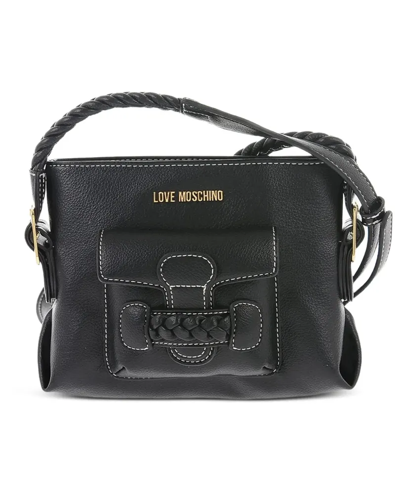 Moschino Geflochtener Tote Bag mit Kontrastnähten - Schwarz Schwarz