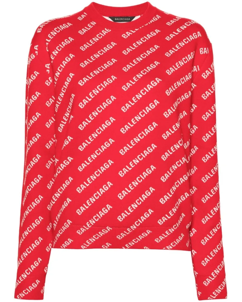 Balenciaga Pullover mit Intarsien-Logo Rot