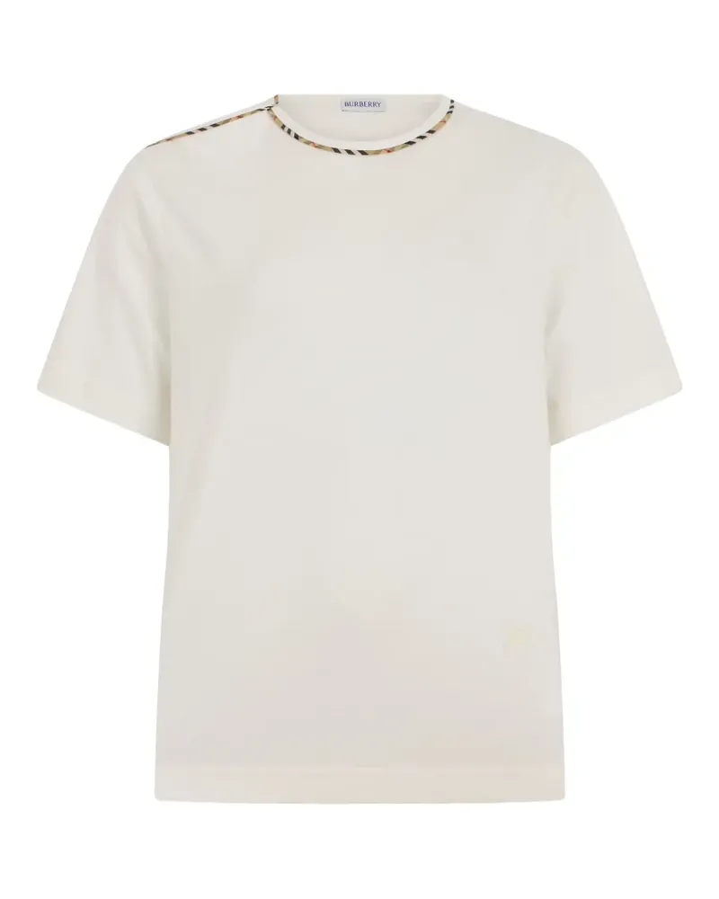 Burberry T-Shirt mit Check-Besatz - Weiß Weiß