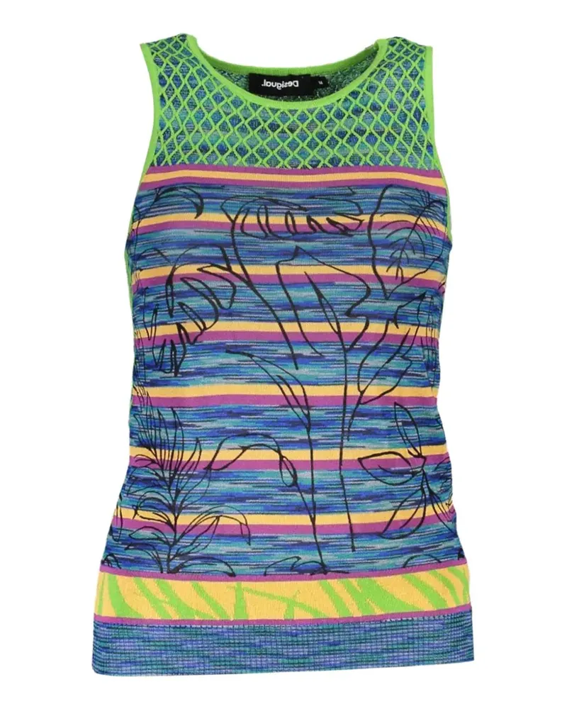 Desigual floral-print striped tank top - Blau Blau