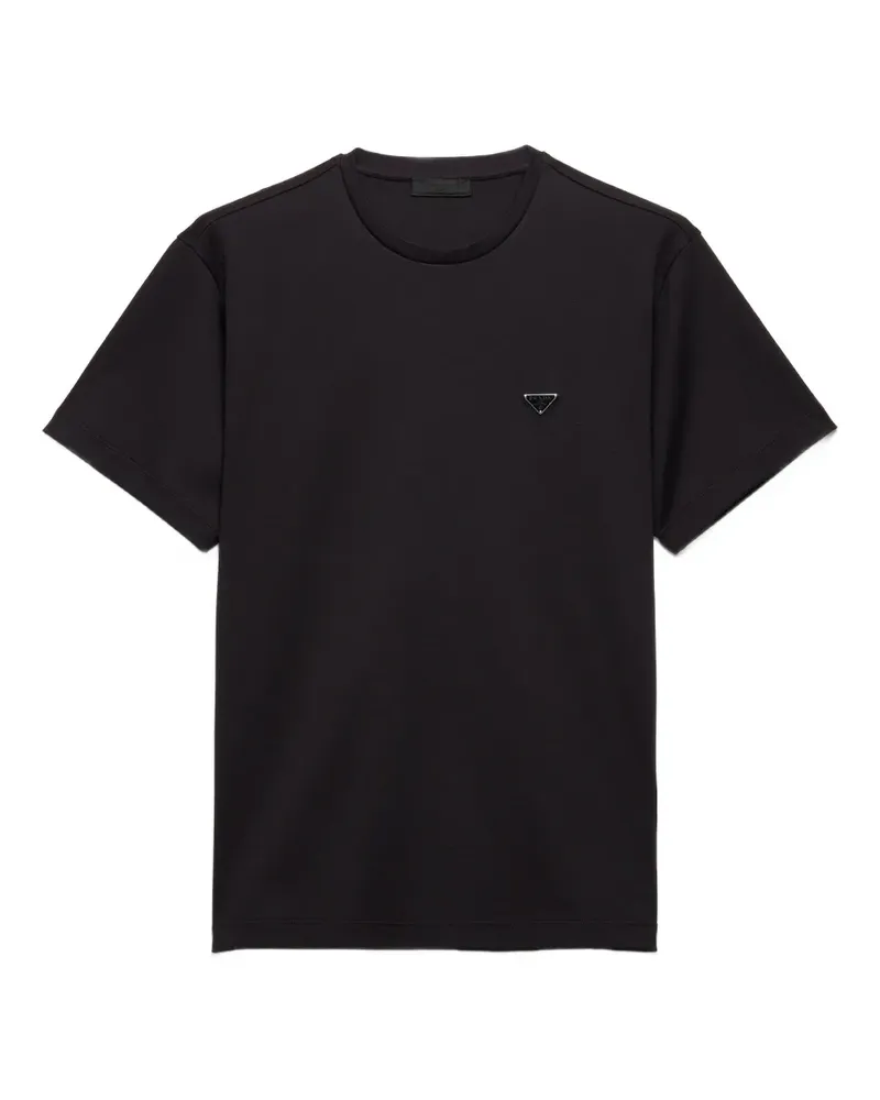 Prada T-Shirt mit Logo-Schild - Schwarz Schwarz
