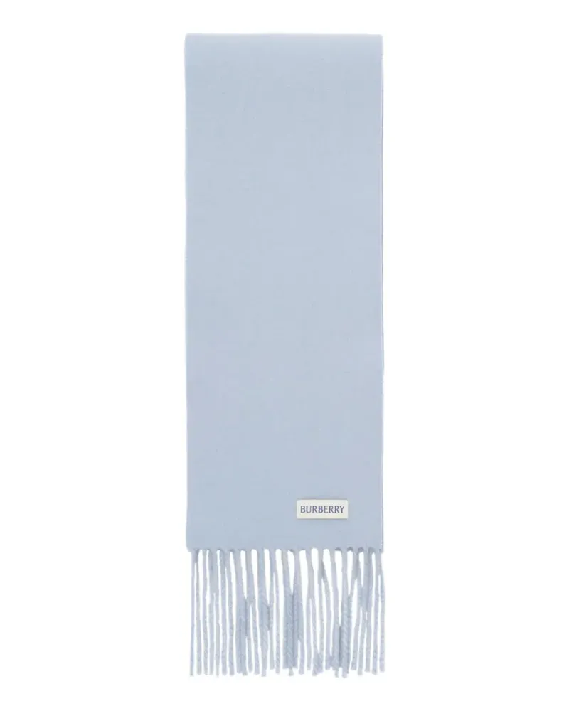 Burberry Schmaler Kaschmirschal mit Check-Etikett - Blau Blau
