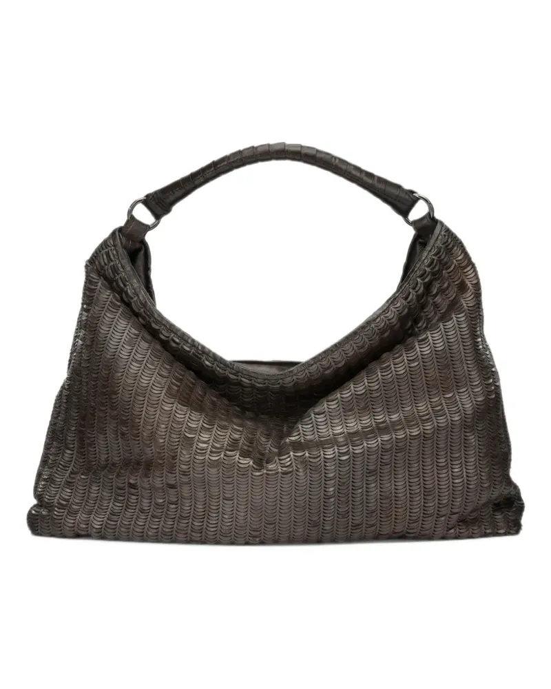 Reptile's House Lune Schultertasche aus geflochtenem Leder - Braun Braun