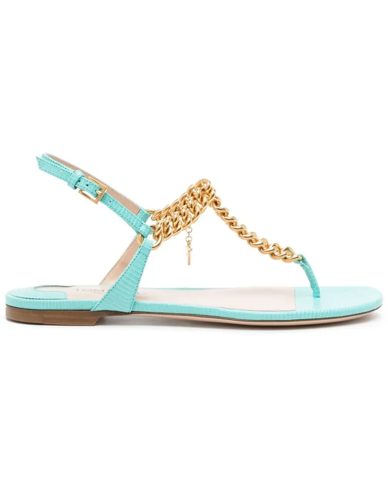 Tom Ford Flache Sandalen mit Kettendetail - Blau Blau