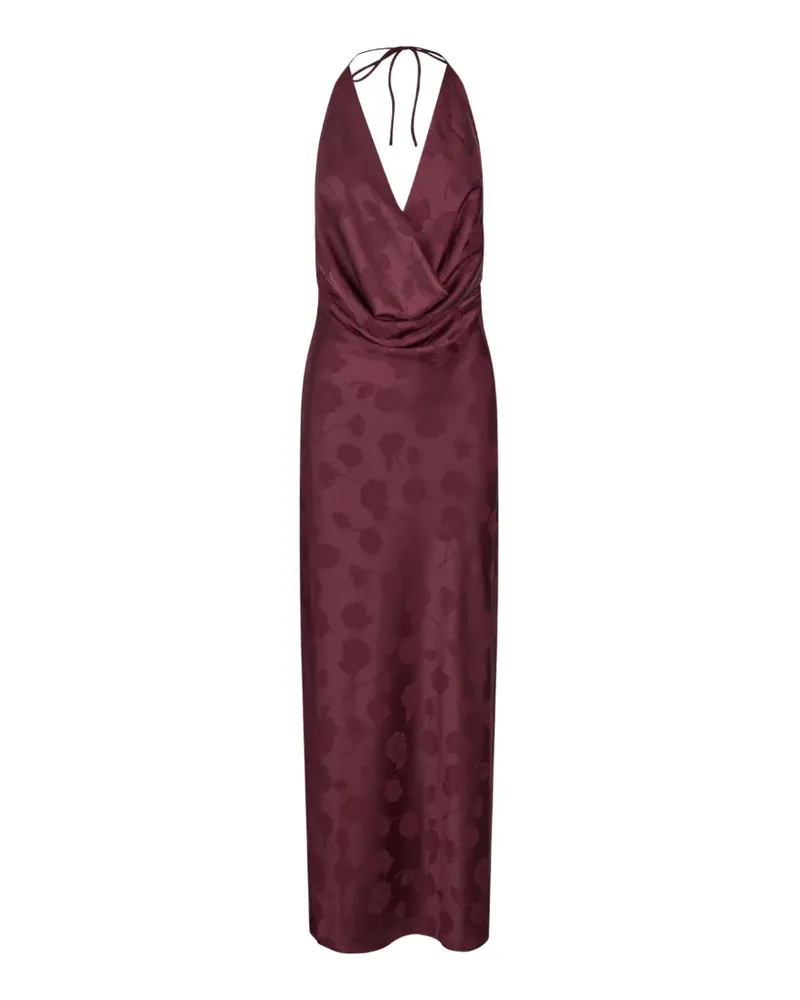 ROTATE Birger Christensen Drapiertes Neckholder-Kleid Rot