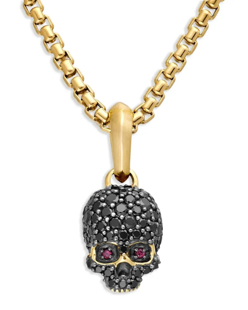 David Yurman 18kt Memento Mori Skull Gelbgoldamulett mit Diamanten (14mm Gold