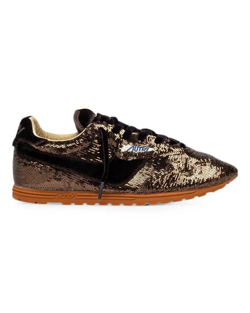 AUTRY Windspin Low sequin-embellished velvet sneakers - Braun Braun