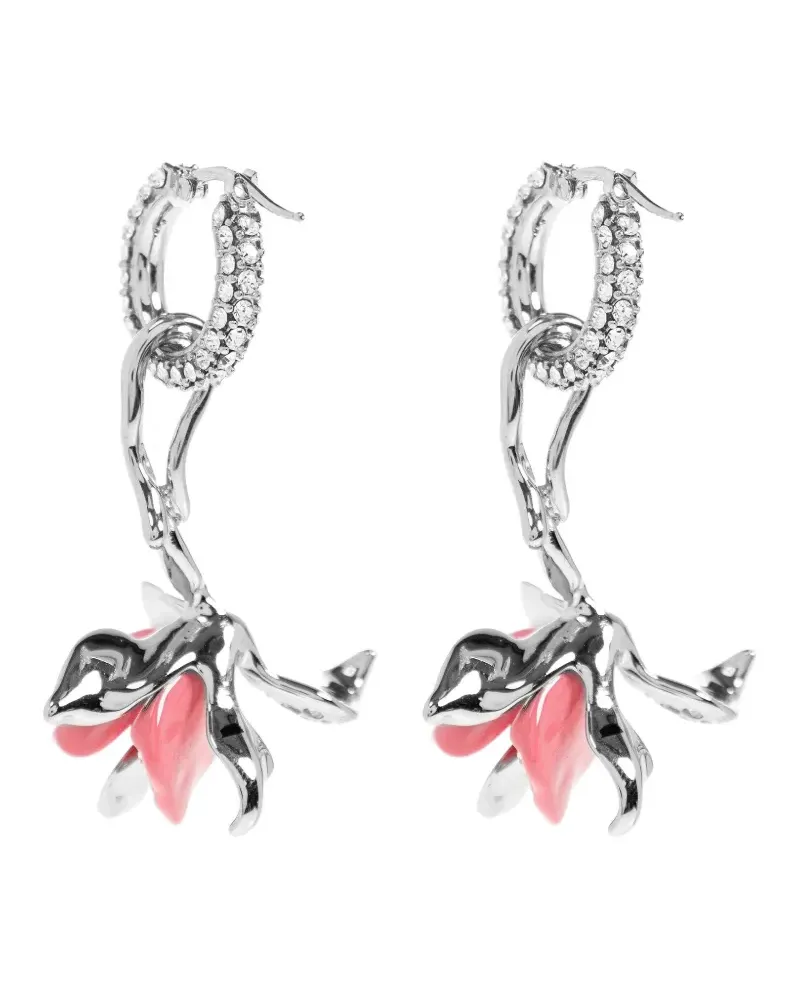 Marni Ohrringe in Blumenform mit Kristallen - Silber Silber