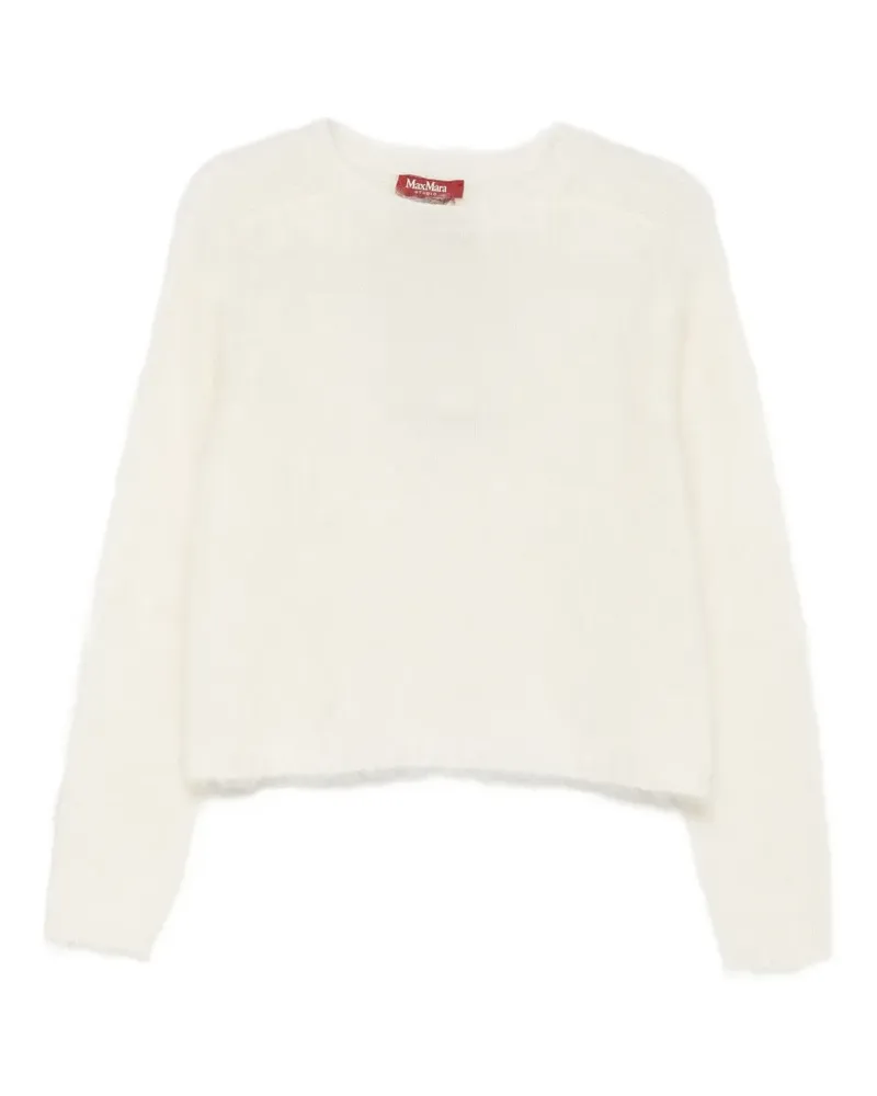 Max Mara Gebürsteter Strickpullover - Weiß Weiß