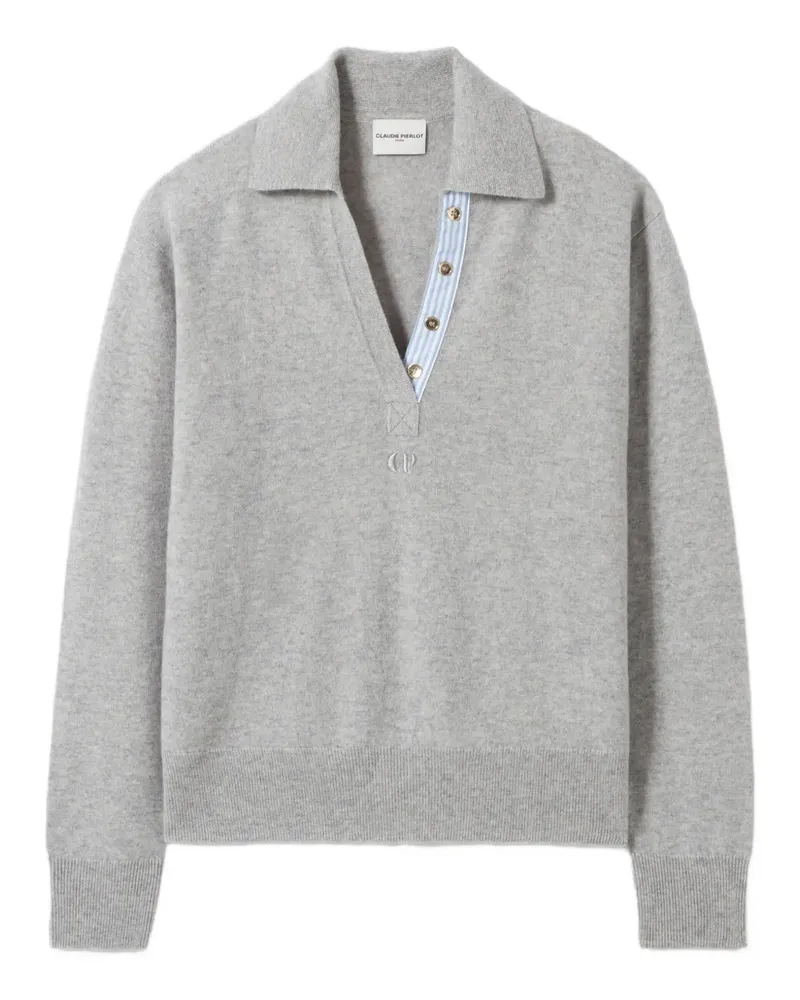 Claudie Pierlot Kaschmirpullover mit Poloshirtkragen - Grau Grau