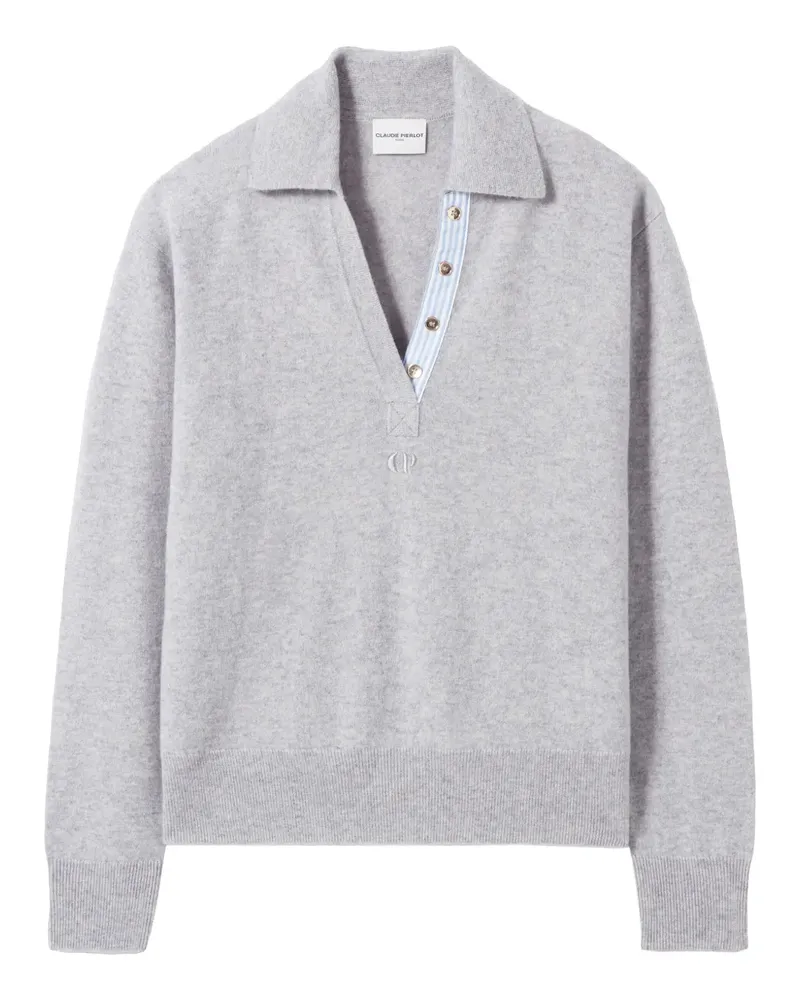 Claudie Pierlot Kaschmirpullover mit Poloshirtkragen - Grau Grau