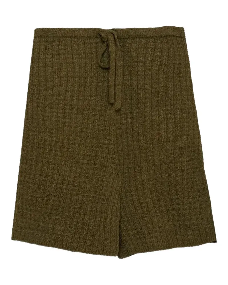 The Elder Statesman Gestrickte Nora Shorts mit Karo - Grün Grün