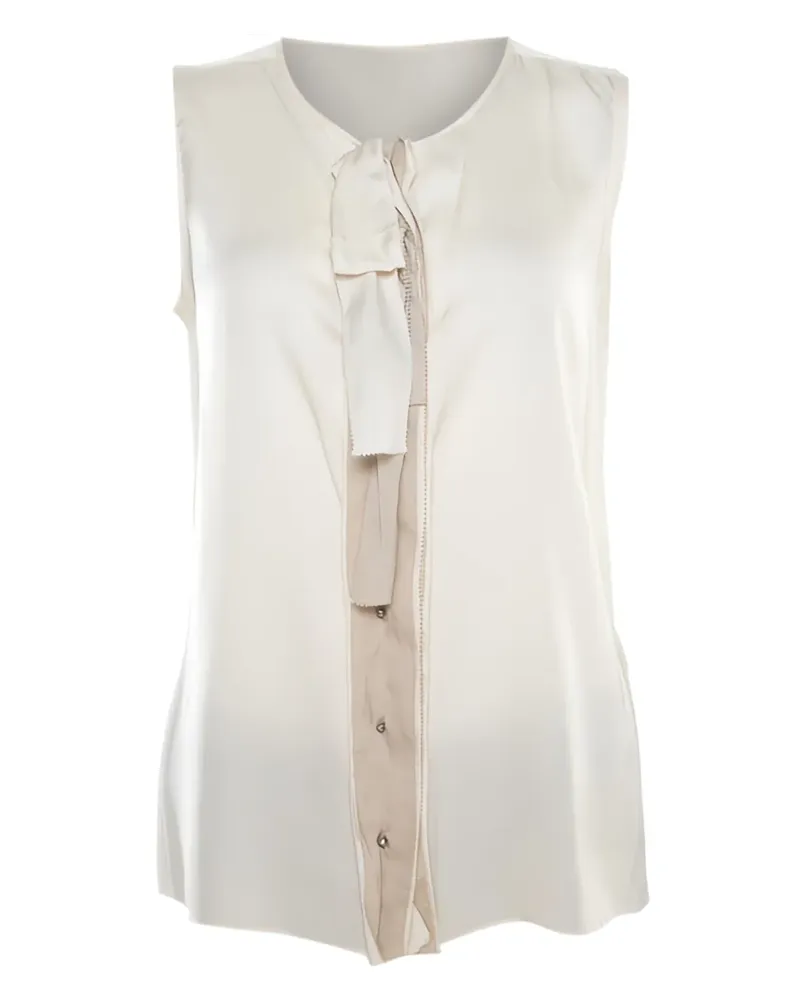 Elie Tahari Seidenstretch-Bluse mit Schleifendetail - Nude Nude