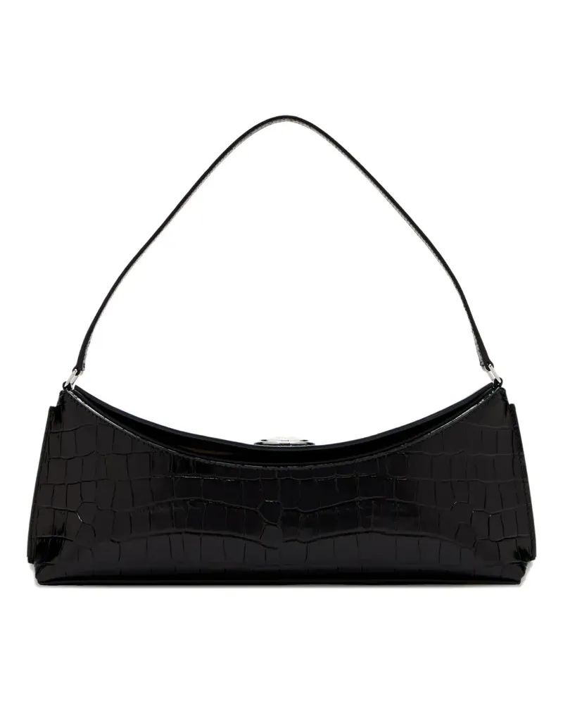 Jacquemus A Clutch Ovalo Schultertasche mit Kroko-Effekt - Schwarz Schwarz