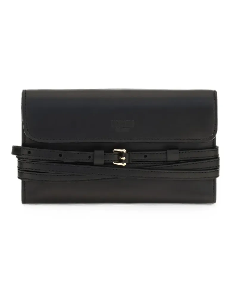 Moschino Mini Schultertasche mit Schnalle - Schwarz Schwarz