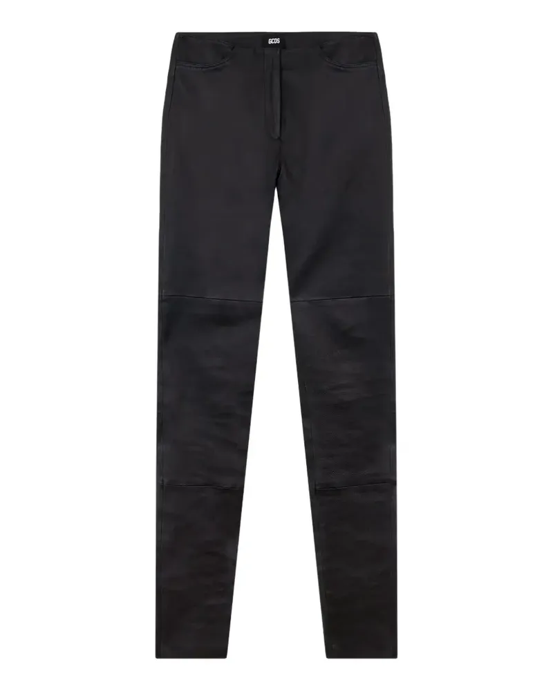 GCDS Skinny-Hose aus Leder mit Reißverschluss - Schwarz Schwarz