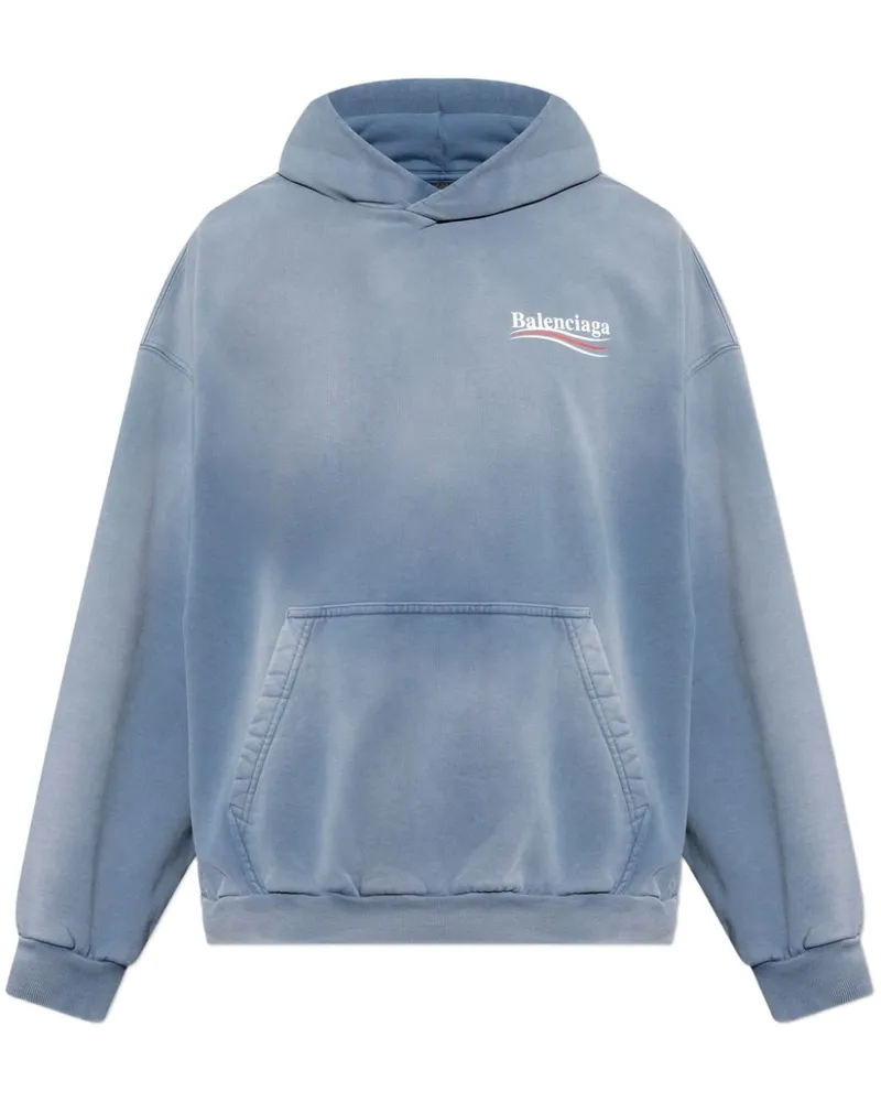 Balenciaga Hoodie mit Logo-Print - Blau Blau