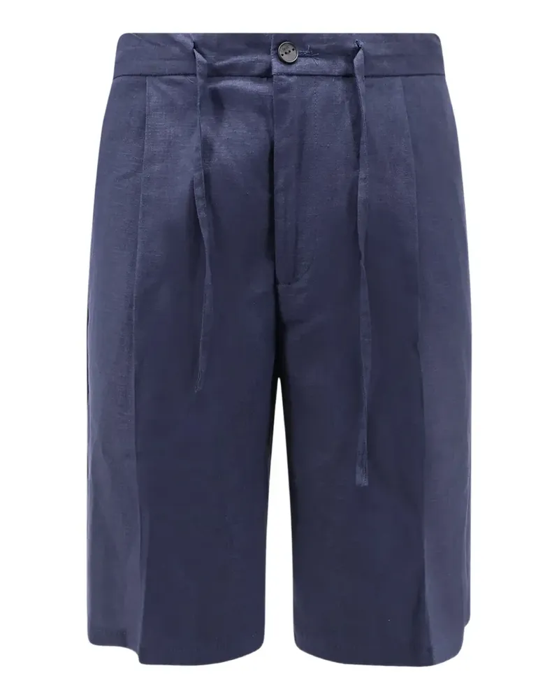 Hevò drawstring pleated linen shorts - Blau Blau