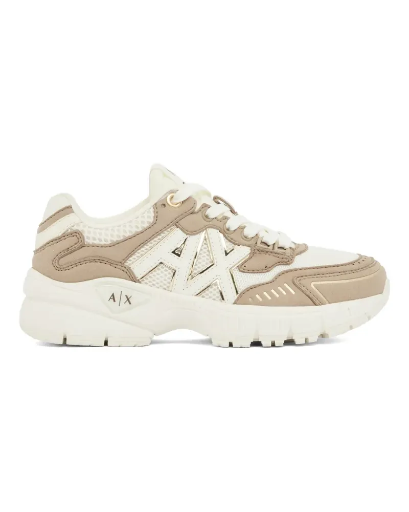 Armani Exchange panelled logo-patch sneakers - Nude Nude
