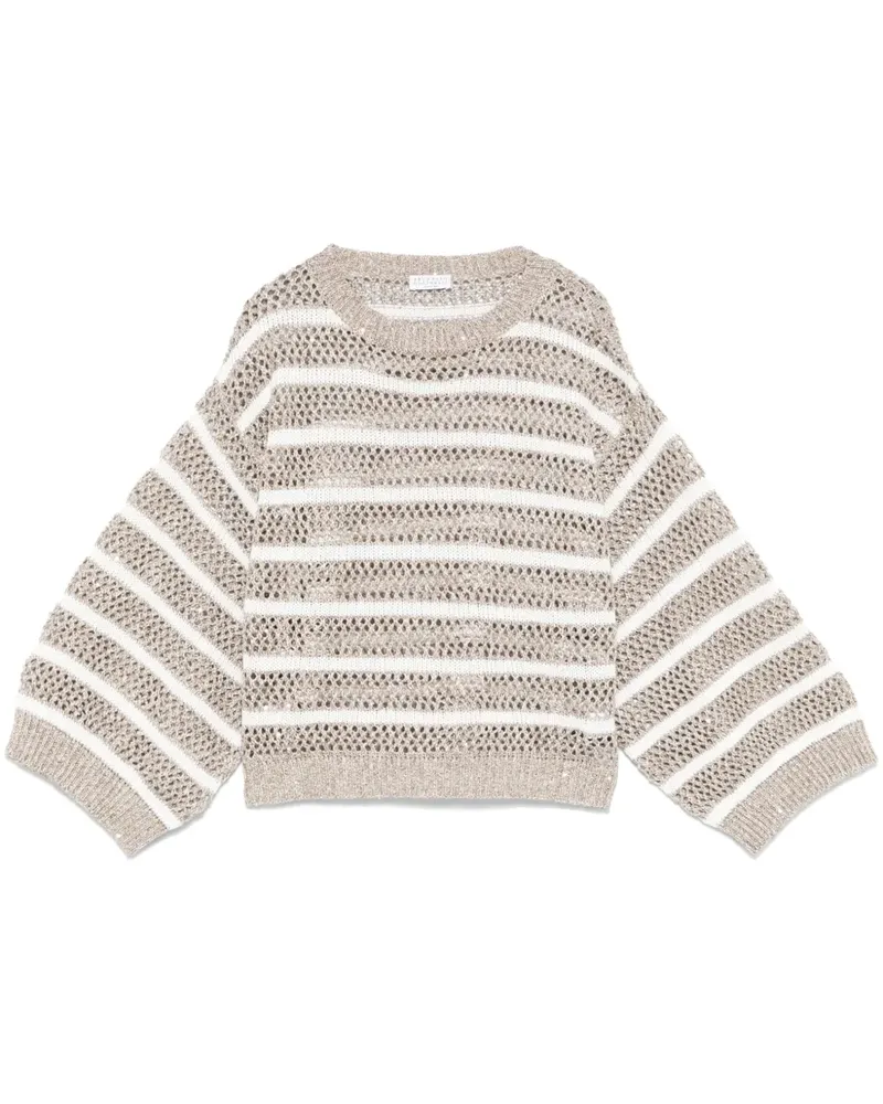 Brunello Cucinelli Gestreifter Pullover - Nude Nude