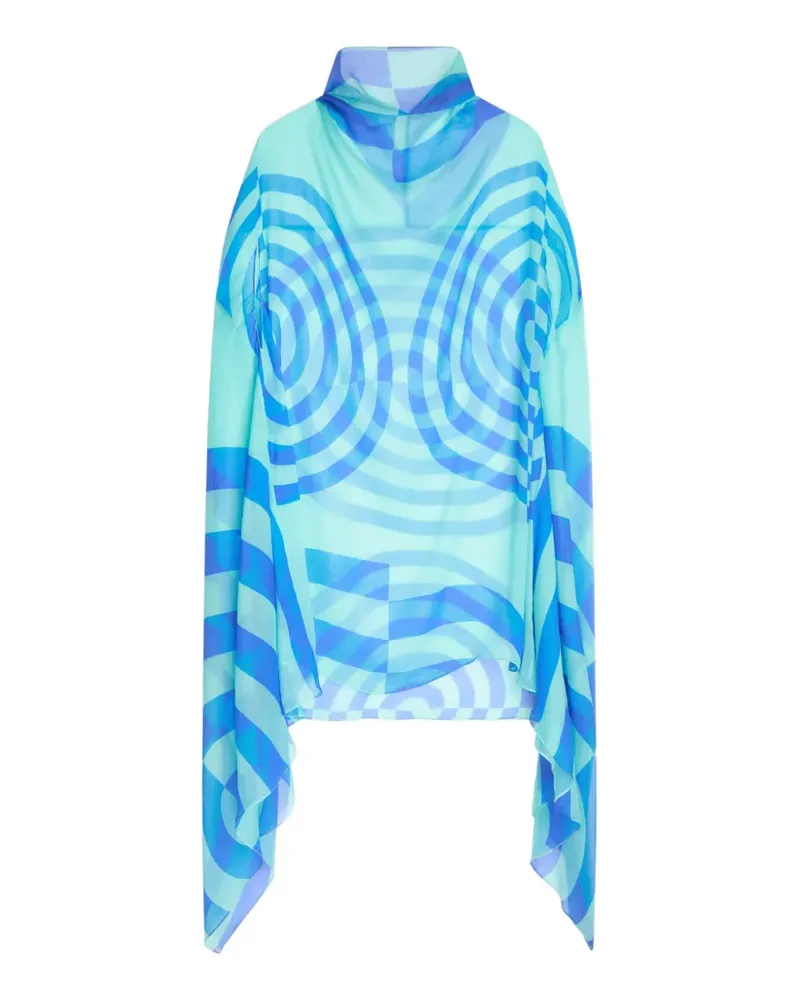 Dries van Noten Gemustertes Cape-Kleid - Blau Blau