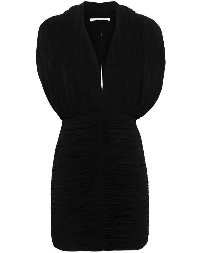 Philosophy Di Lorenzo Serafini Gerafftes Kleid mit V-Ausschnitt - Schwarz Schwarz