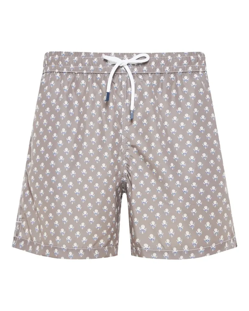 Fedeli Gemusterte Badeshorts mit Kordelzug - Grau Grau