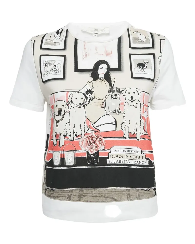 Elisabetta Franchi T-Shirt mit Hunde-Print - Weiß Weiß