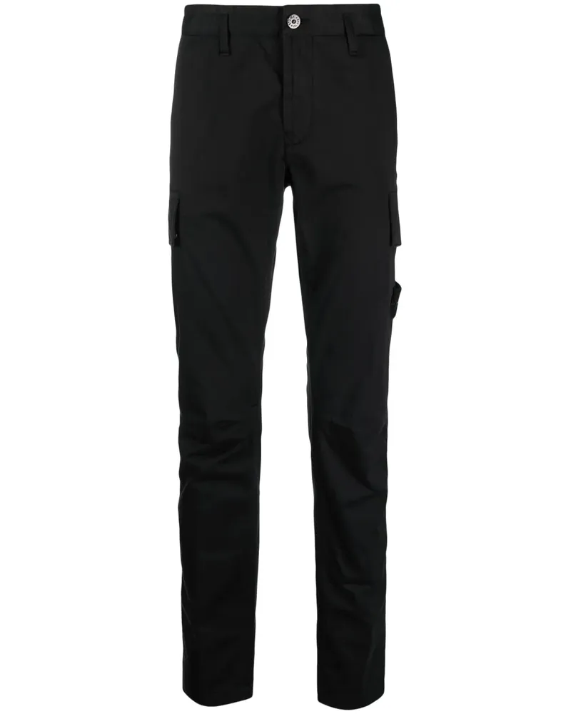 Stone Island Gerade Hose mit Kompass-Patch - Schwarz Schwarz