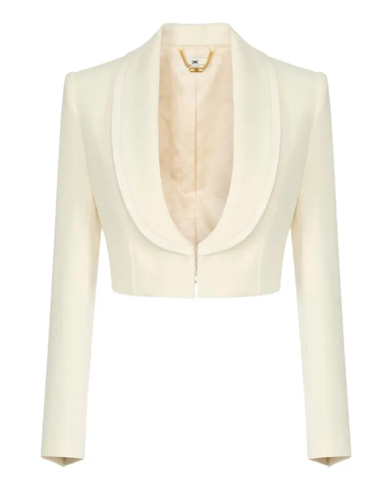 Elisabetta Franchi Jacke aus leichtem Krepp und Satin mit Schößchen - Nude Nude