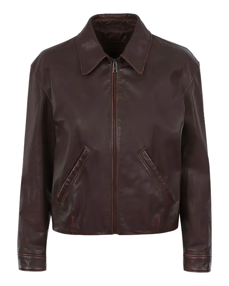 Prada Lederjacke mit Print - Braun Braun