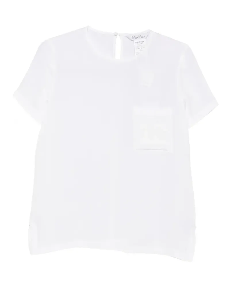 Max Mara Pagano embroidered-logo chest-pocket T-shirt - Weiß Weiß