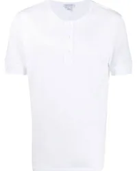 Sunspel T-Shirt mit Henley-Kragen Weiß