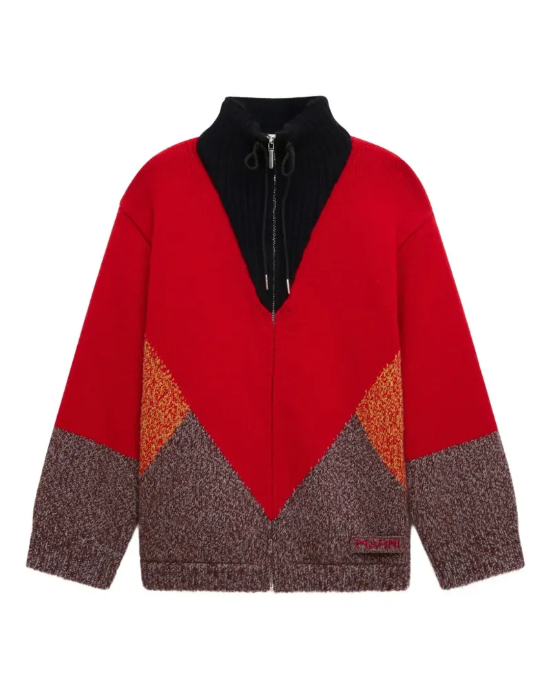 Marni Rote Woll-Kaschmirjacke mit "M"-Detail Rot