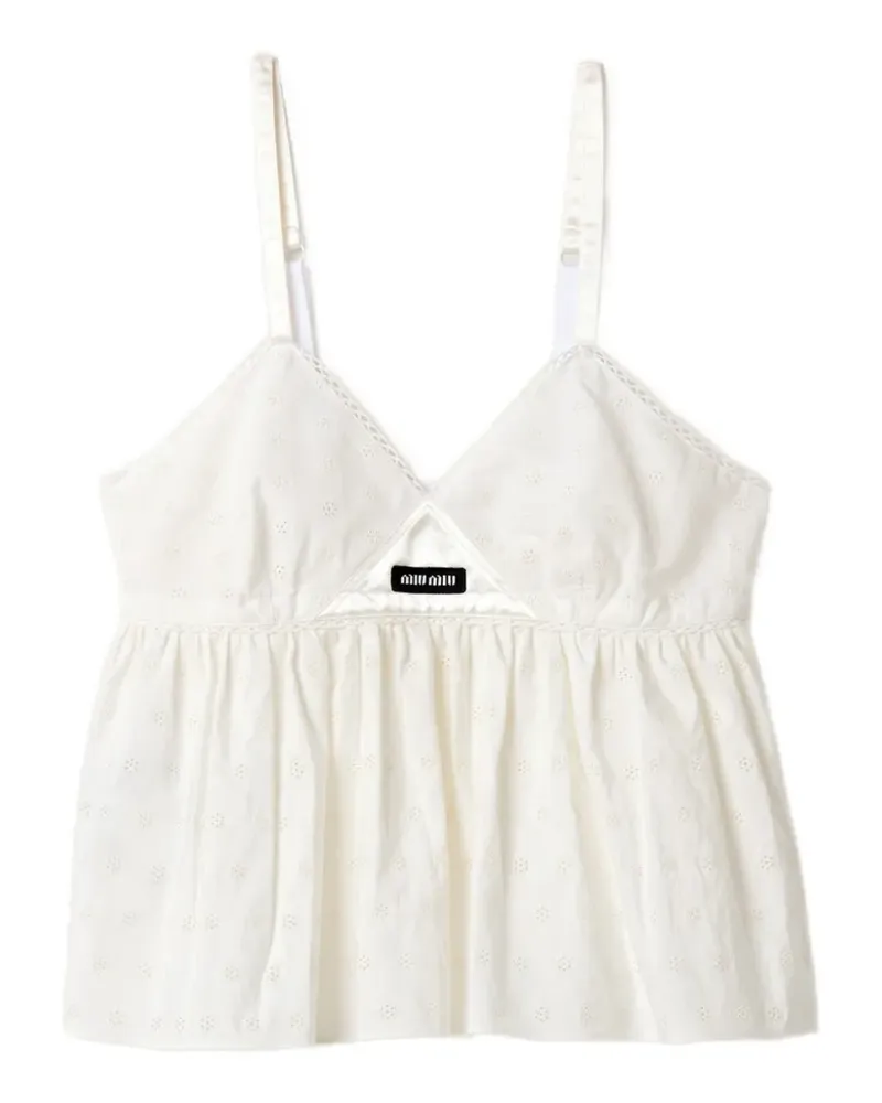 Miu Miu Top aus Slub-Eyelet-Popeline - Weiß Weiß