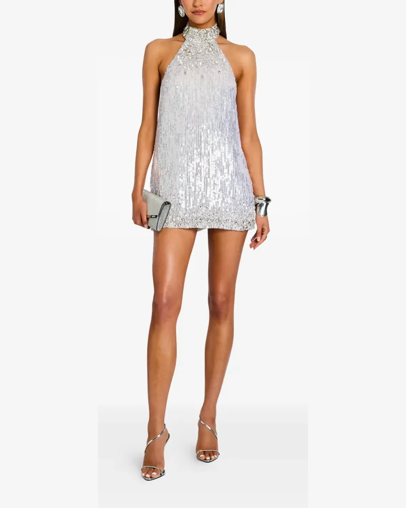 Retrofête Verziertes Deanna Minikleid - Silber Silber