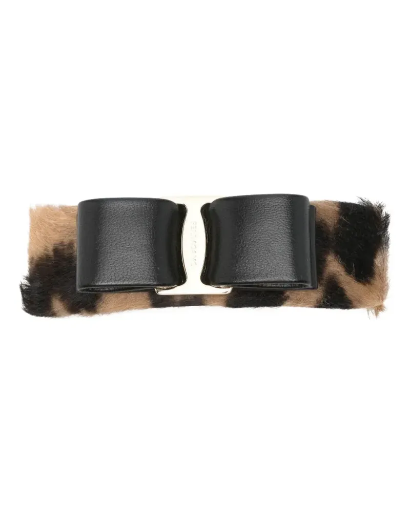 Ferragamo bow-shaped leopard-print hair clip - Braun Braun