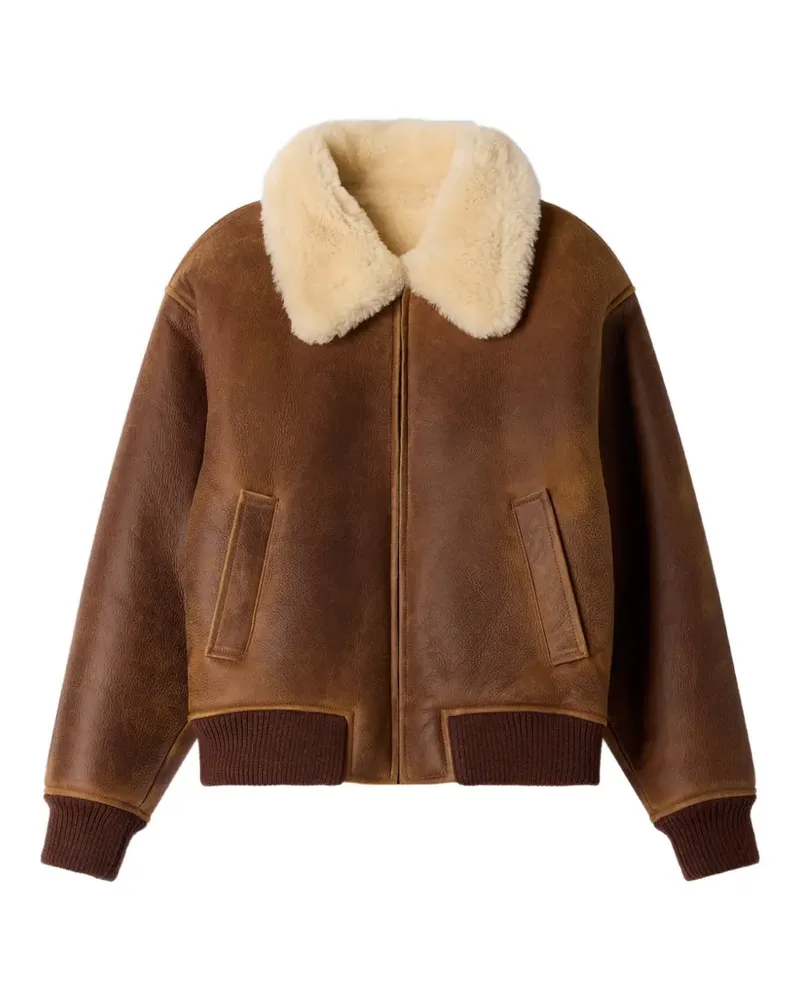 Sandro Jacke aus Shearling mit Reißverschluss - Braun Braun
